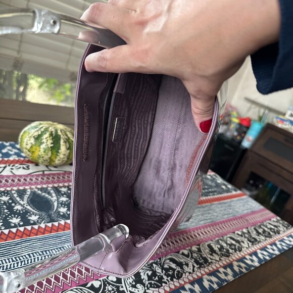 Prada Light Purple Patent Leather Clear Handle Handbag, with Auth card, Vintage - Picture 8 of 16